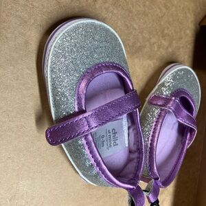 Glittery Silver and Purple Kids Shoes